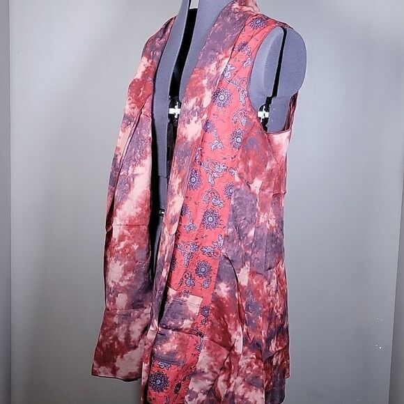 NWOT LOGO by Lori Goldstein Woven Tie-Dye Vest with Print Cotton Panels Sz M - Picture 2 of 12